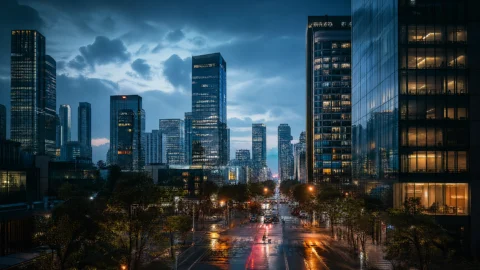 蓝调都市夜景桌面壁纸