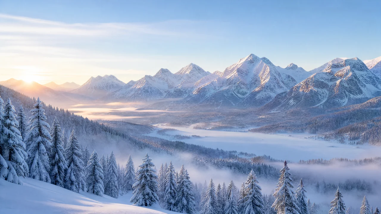 静谧雪景色桌面壁纸