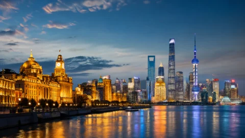 外滩蓝金夜景桌面壁纸