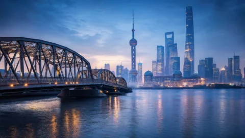 外白渡桥蓝调晨景桌面壁纸