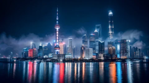 现代上海夜景桌面壁纸