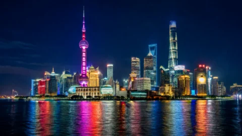 上海夜景天际线桌面壁纸