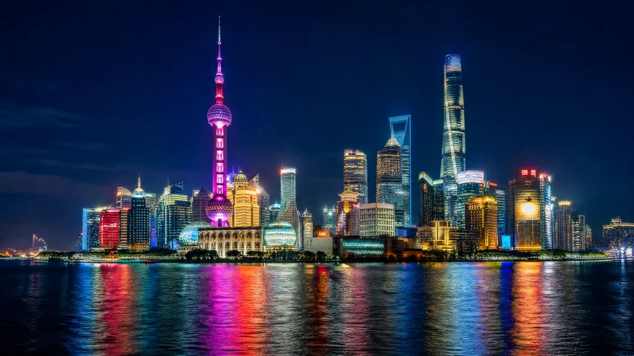上海夜景天际线桌面壁纸