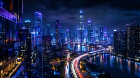 霓虹都市夜景桌面壁纸