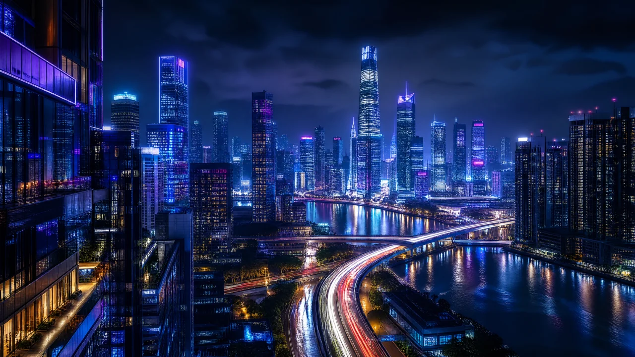 霓虹都市夜景桌面壁纸