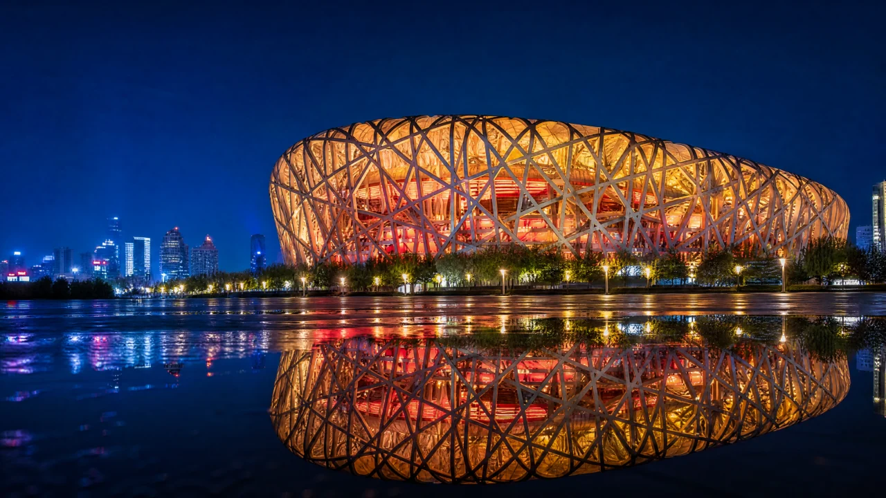 鸟巢夜景桌面壁纸