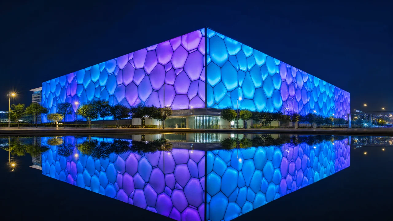 水立方灯光夜景桌面壁纸