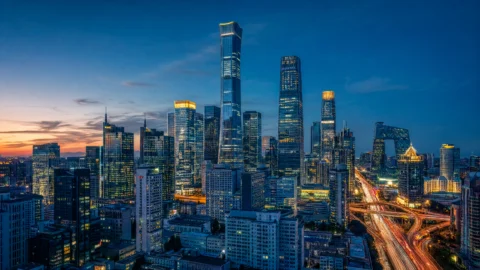 国贸CBD蓝调夜景桌面壁纸