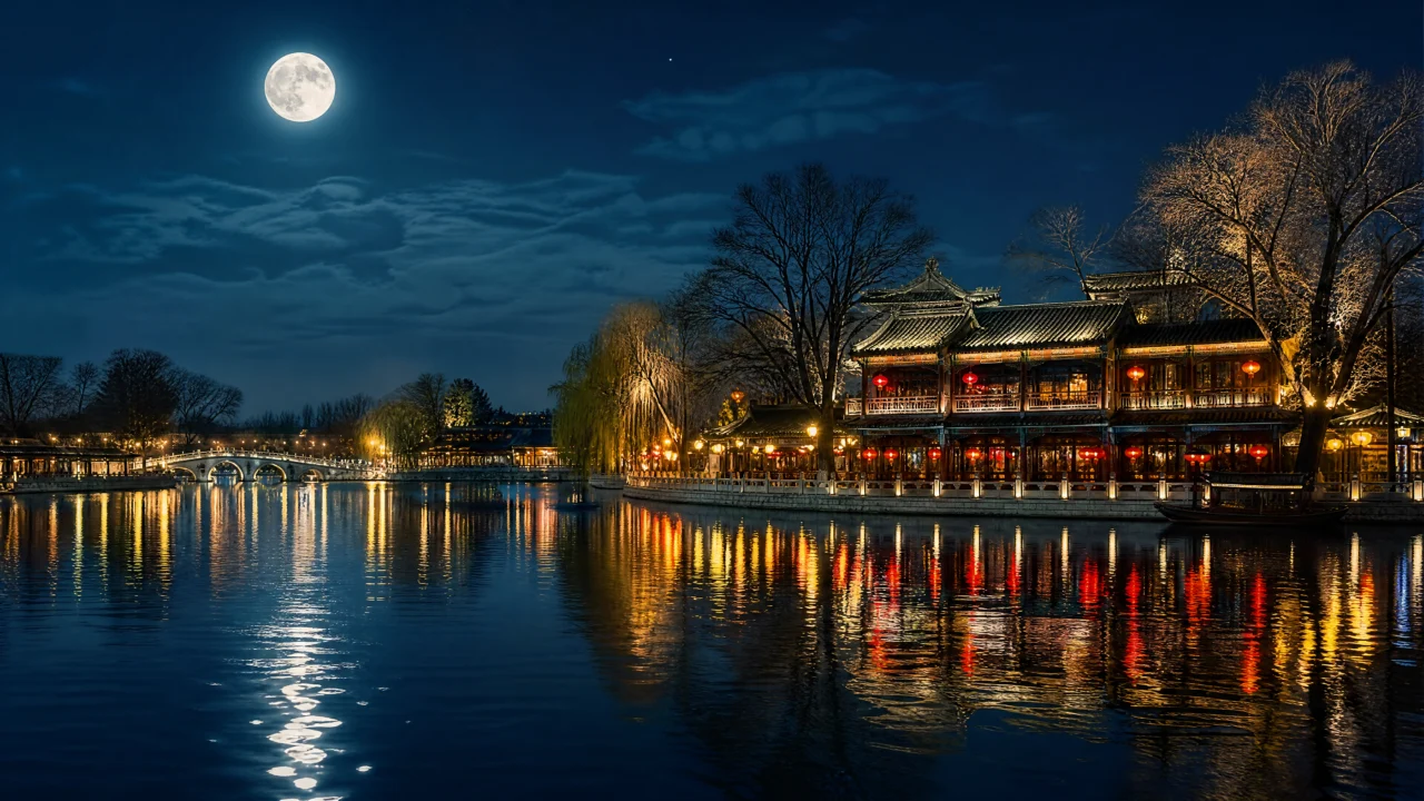 什刹海夜色桌面壁纸