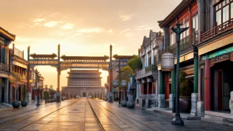 前门大街古都晨光桌面壁纸