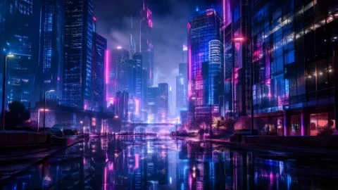 城市霓虹夜景桌面壁纸