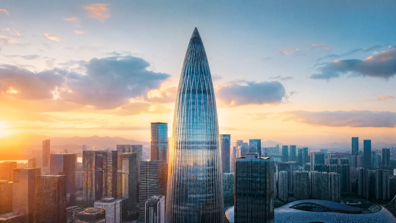 春笋大厦现代城市天际线桌面壁纸