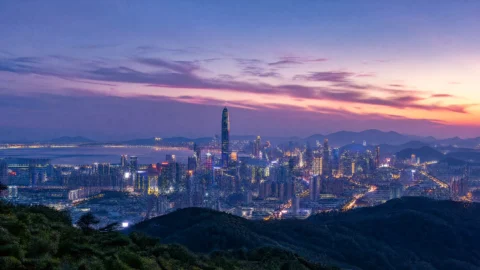 南山城市暮色桌面壁纸