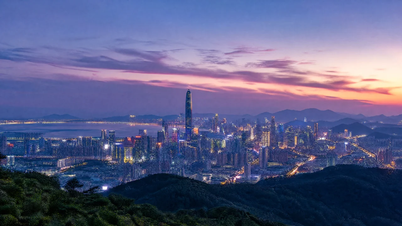 南山城市暮色桌面壁纸