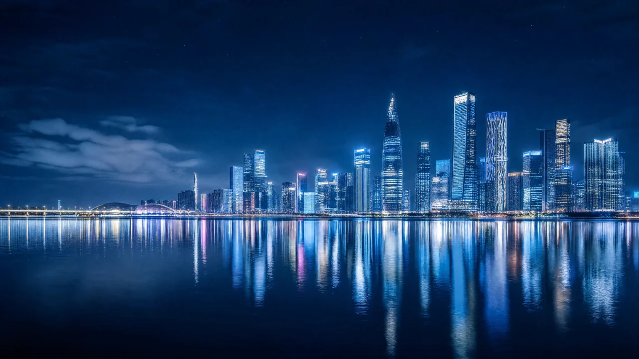 前海夜色城市天际线桌面壁纸