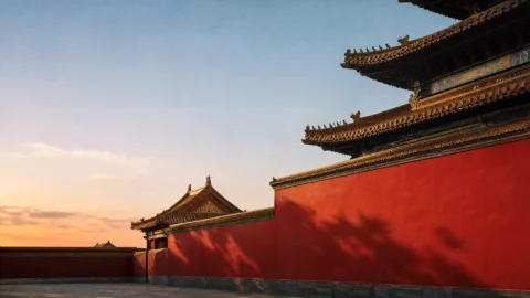 红墙飞檐古韵桌面壁纸