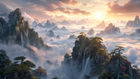 云海仙山桌面壁纸