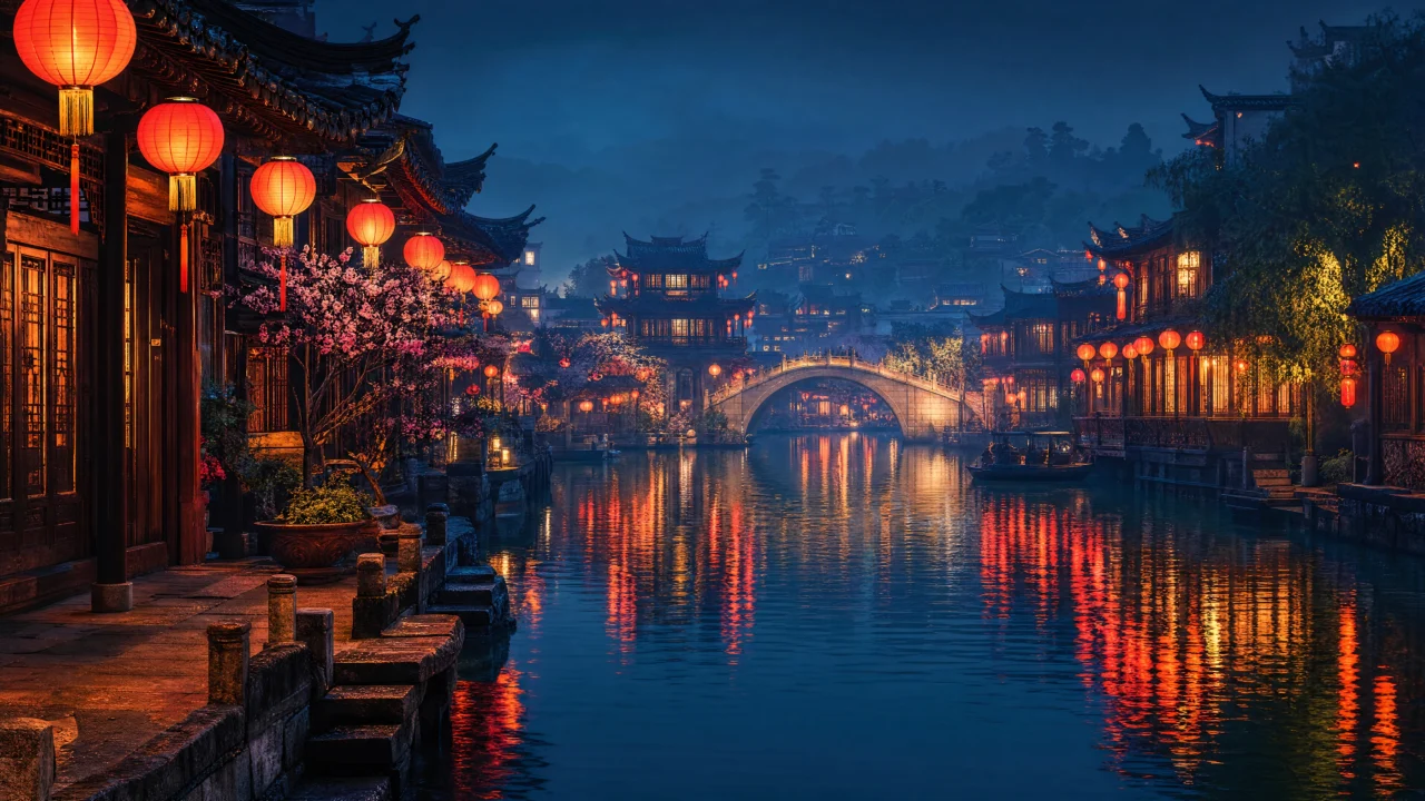 灯笼夜景桌面壁纸