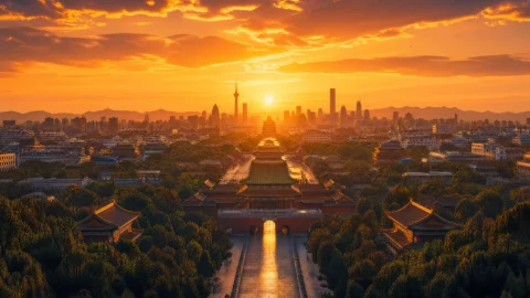 中轴线晨曦风光桌面壁纸