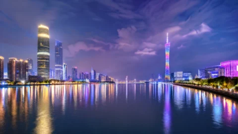 珠江夜景城市灯火桌面壁纸