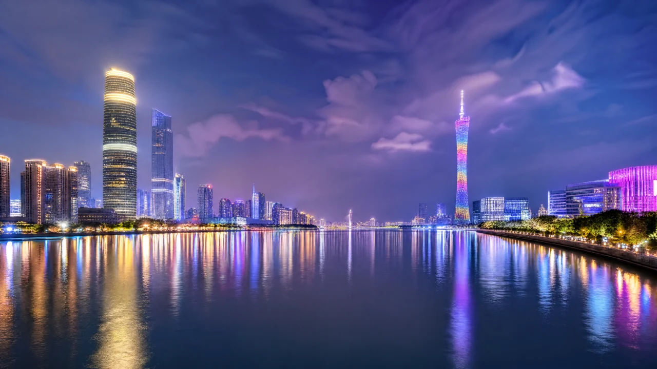 珠江夜景城市灯火桌面壁纸