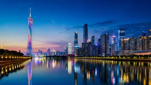 广州天际线黄昏桌面壁纸