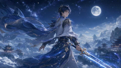 东方曜星辰剑影桌面壁纸