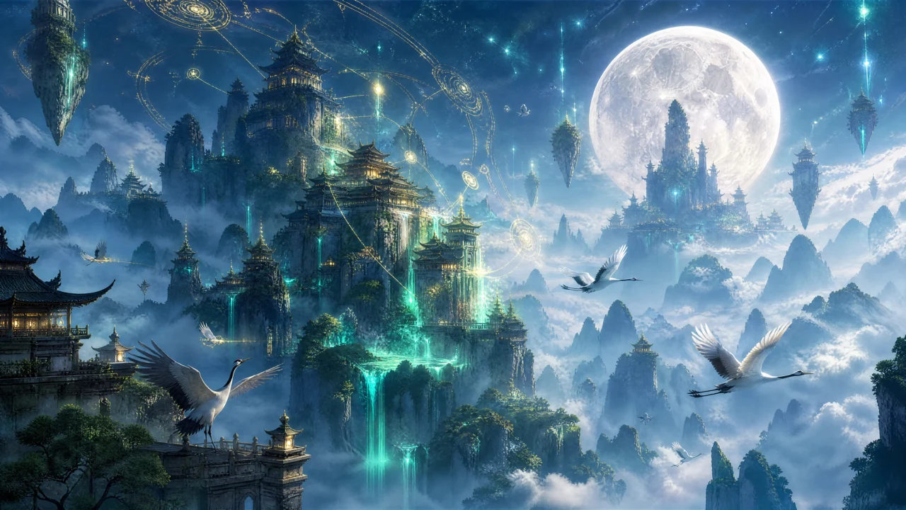 东方玄幻仙山秘境桌面壁纸