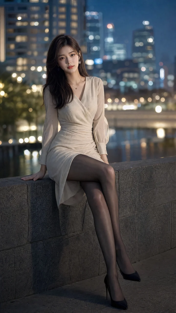 丝袜小姐姐城市夜景手机壁纸