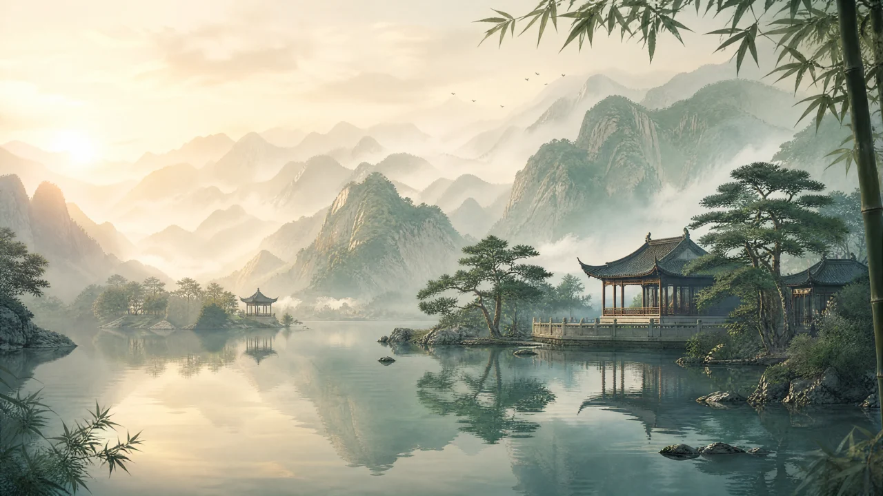 东方山水意境桌面壁纸