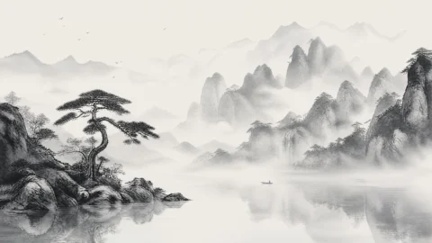 水墨远山桌面壁纸