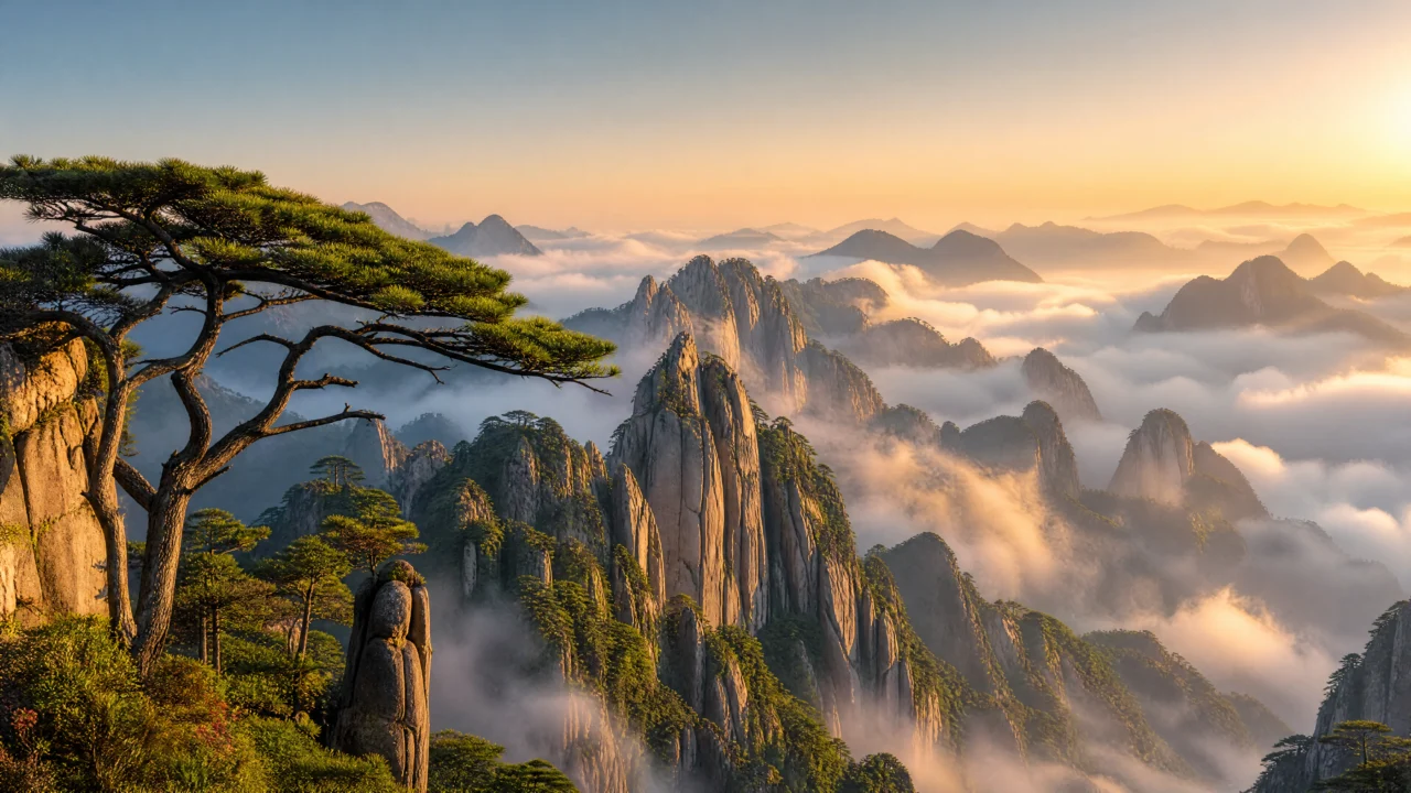 黄山云海晨光桌面壁纸