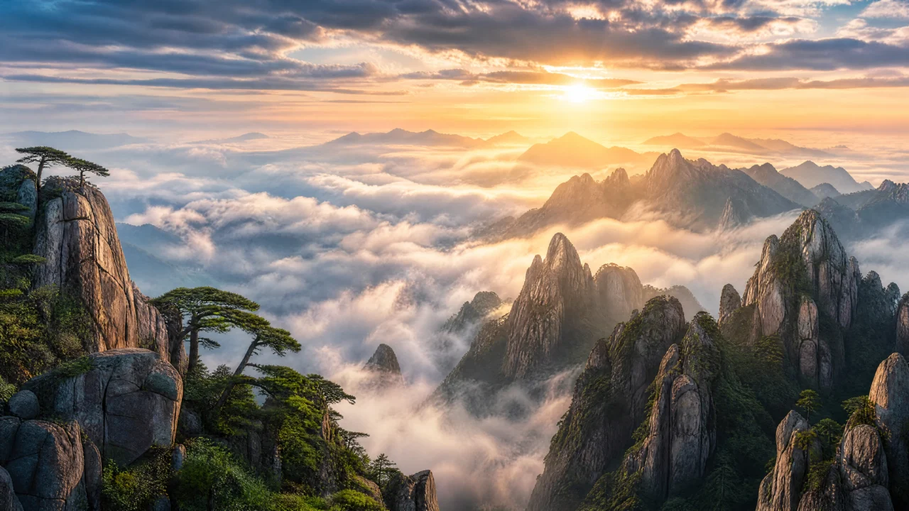 黄山云海晨光桌面壁纸
