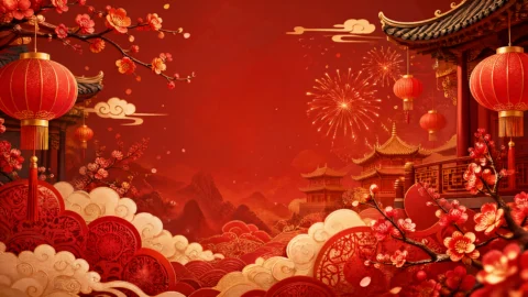 中国年喜庆红金桌面壁纸