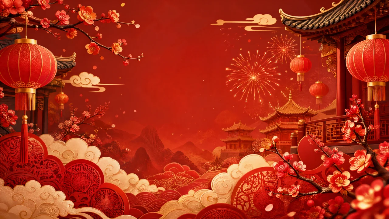 中国年喜庆红金桌面壁纸