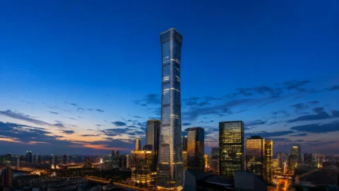 中国尊暮色城市天际线桌面壁纸