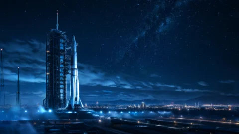 中国航天夜景桌面壁纸