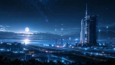 中国航天夜景桌面壁纸
