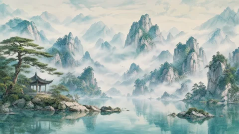 中国风山水云雾桌面壁纸
