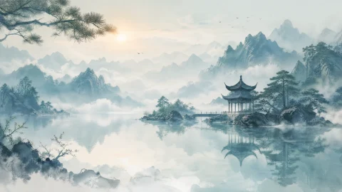 中国风意境山水桌面壁纸