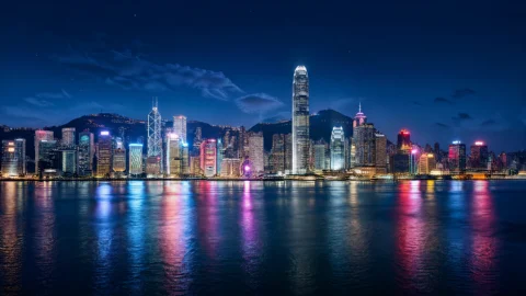 中国香港维港夜色桌面壁纸