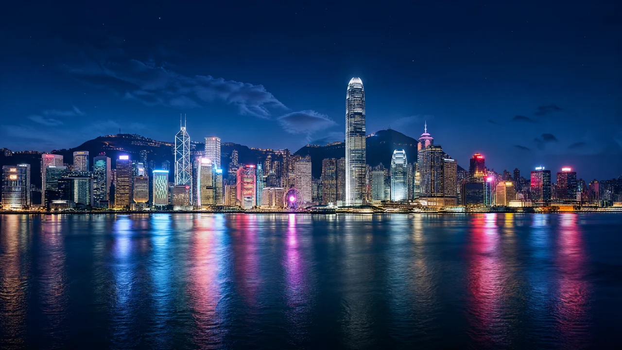 中国香港维港夜色桌面壁纸
