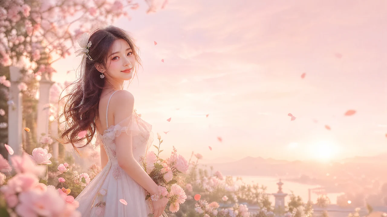 可爱少女梦幻花园桌面壁纸
