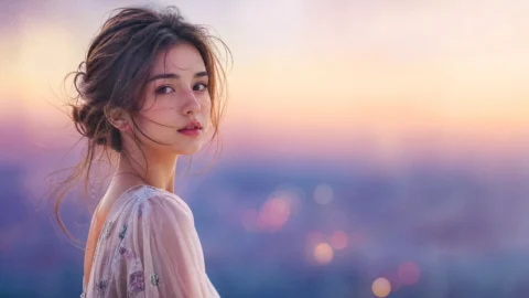 柔光少女肖像桌面壁纸
