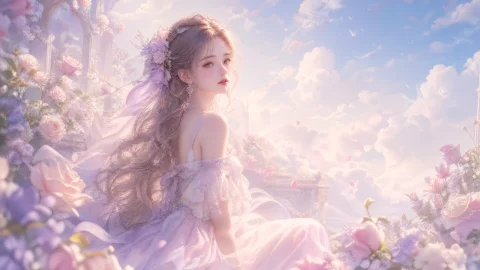 粉彩少女梦境桌面壁纸