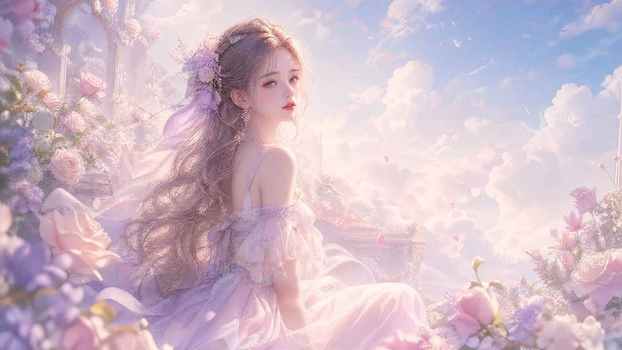 粉彩少女梦境桌面壁纸
