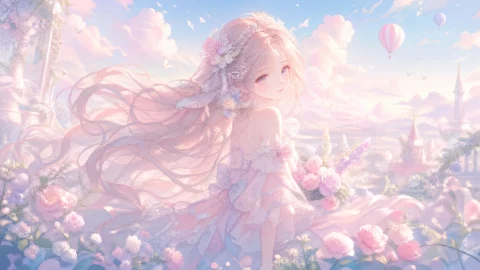 粉彩少女梦境桌面壁纸