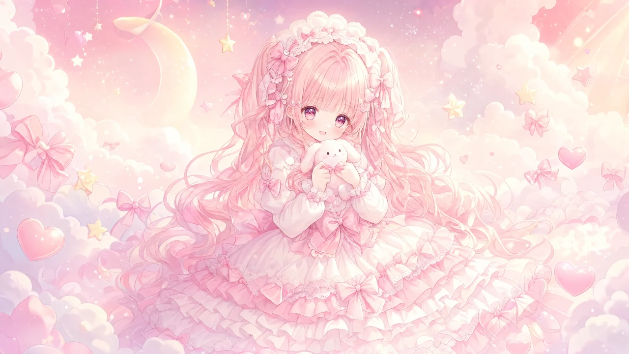 可爱少女梦幻粉色桌面壁纸