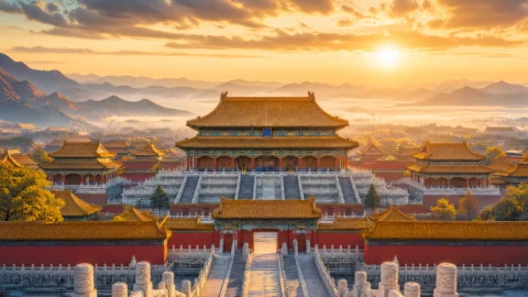 晨曦中的皇家宫殿建筑壁纸