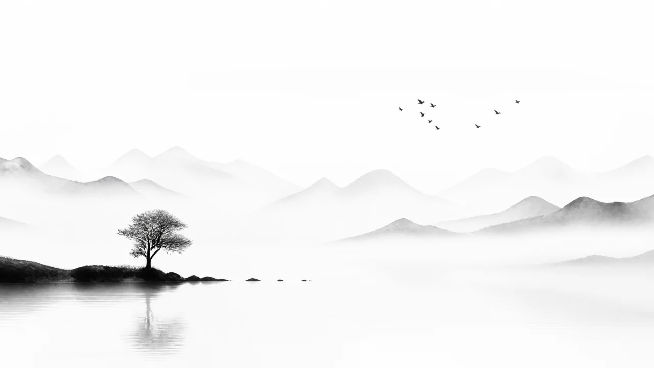 黑白留白极简桌面壁纸